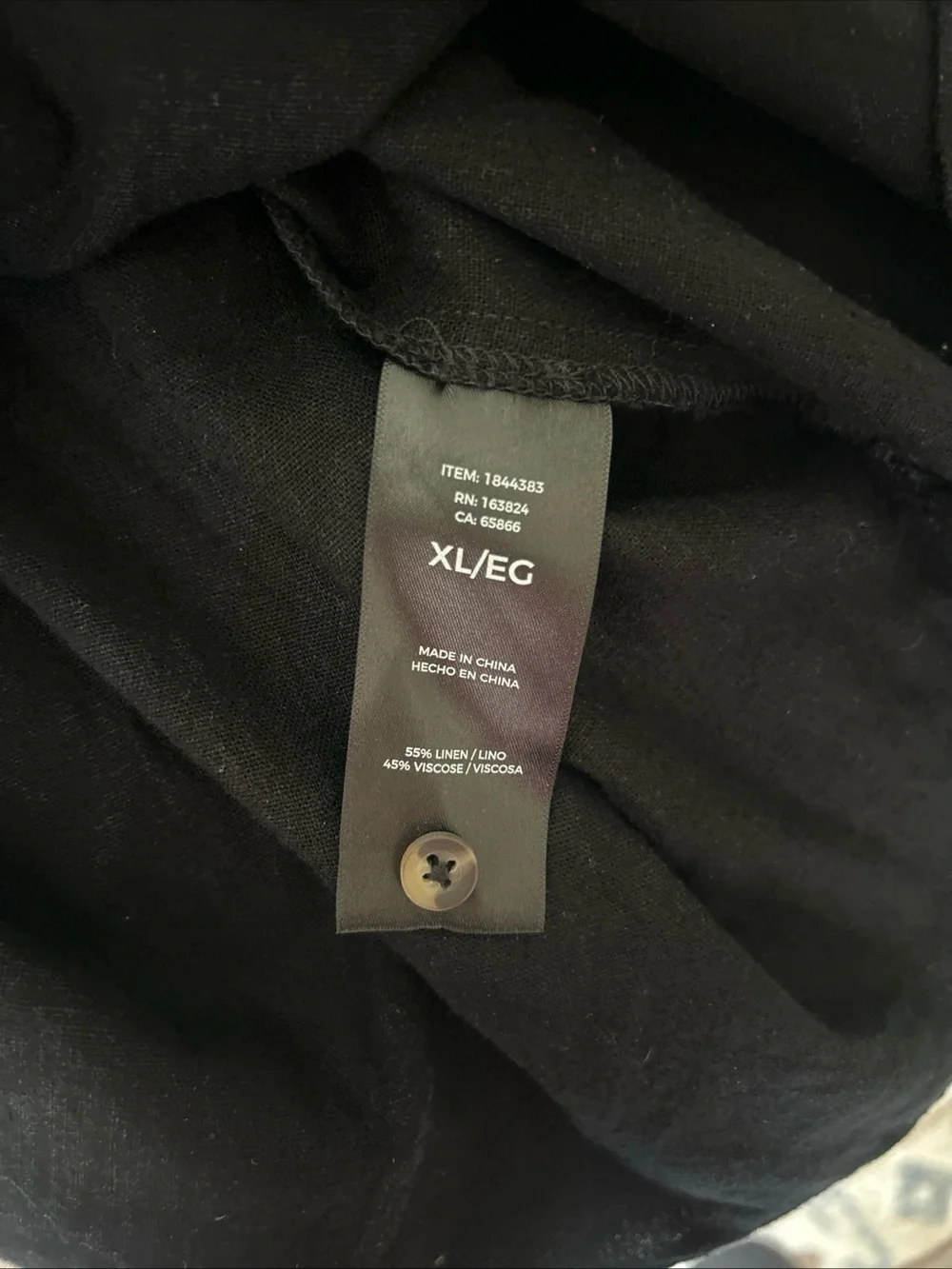 Well Worn Dress XL Black Linen Blend S/S Button Front Minimalist Capsule Travel
